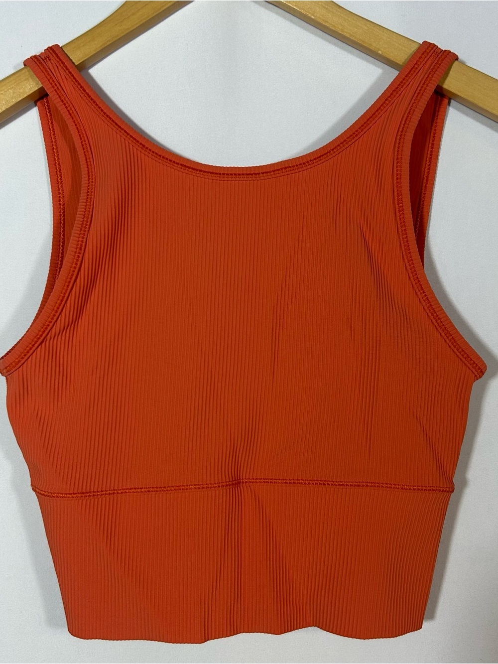 Lululemon Power Pivot Ribbed Tank Top Coral Orange Cropped Reversible Size 6
